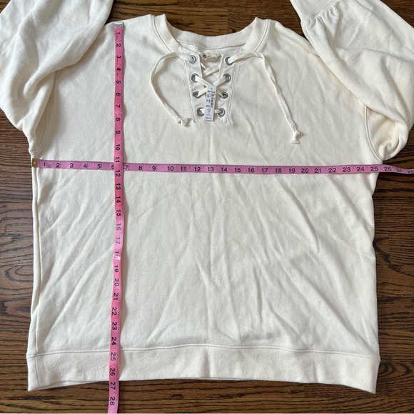 Madewell Cream Lace-Up Sweatshirt XL - Picture 5 of 7